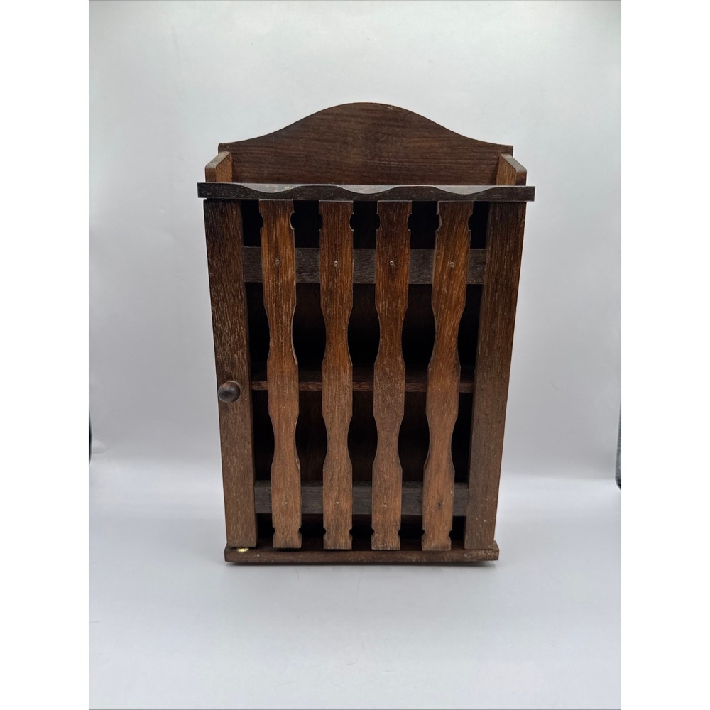 Wood Spice Rack Cabinet Brown Vintage Picket Fence Japan
